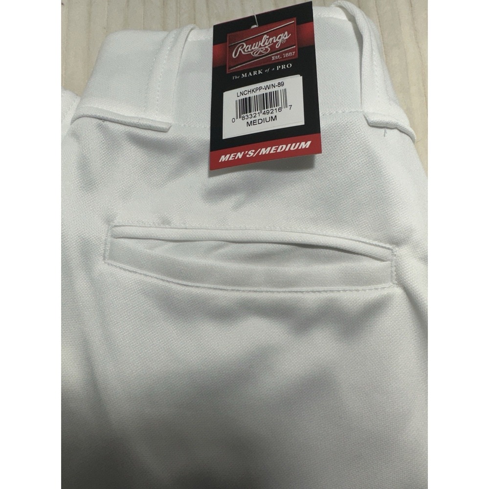 Rawlings Men's Baseball Knicker Pants White Navy Piping Medium NWT